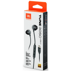 JBL TUNE 305C USB Wired Hi-Res Headphones, 12.5 mm Dynamic Driver, EQ Presets Control, Tangle-free Flat Cable, 20Hz-40 kHz Frequency Response, Built-in Mic, USB-C Connectivity, Black
