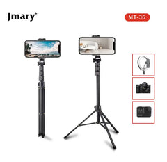 JMARY MT-36 SELFIE STICK TRIPOD STAND FOR PHONE 1.7M EXTENDABLE ALUMINUM FOLDABLE TRAVEL TRIPOD 67 INCH