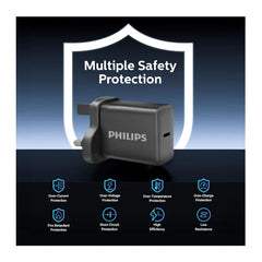 Philips DLP5312NB/12 GaN wall charger USB-C 30W with USB-C Cable Black