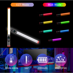 Jmary FM - 128RGB Waterproof RGB LED Light Wand with Remote, streaming gear