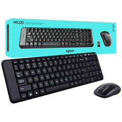 Logitech Mk220 Compa Wireless Keyboard & Mouse Set For Windows Unifying Usb Receiver 24 Month Battery Black