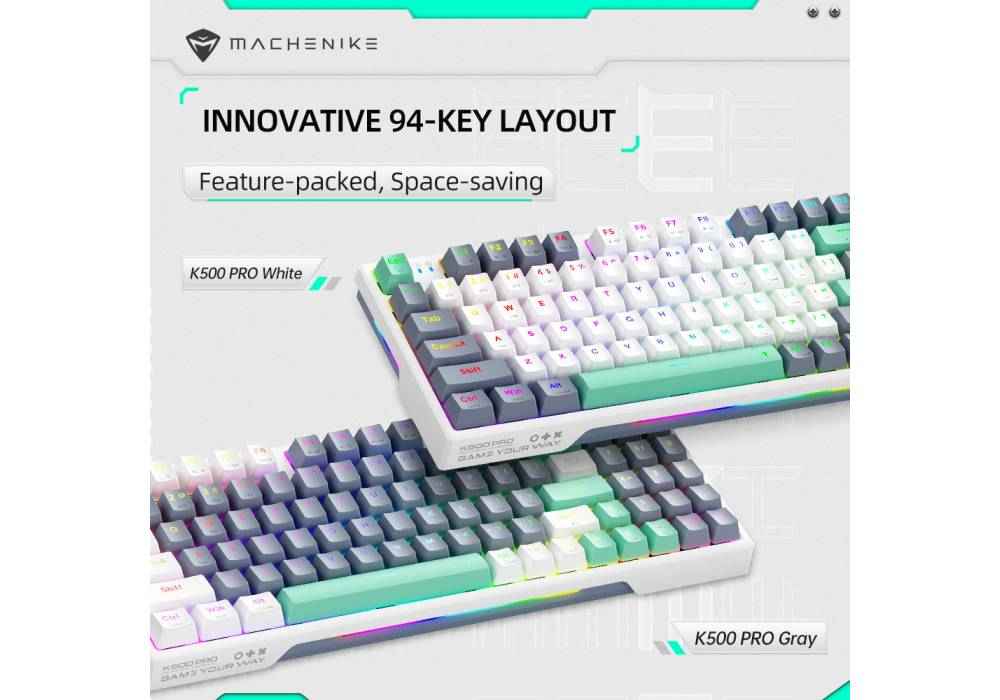 Machenike K500 Pro-B94 Mechanical Keyboard – 94-Key Grey Brown (Tactile) Switches Hot-Swappable Gasket Mount Wireless/Wired