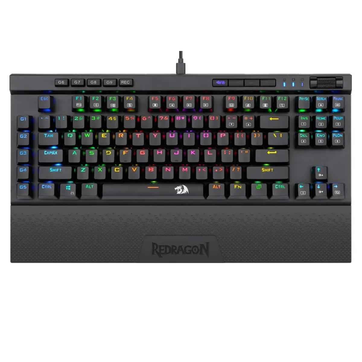 Redragon K587 Pro Tkl Rgb 3 Mode Wireless Mechanical 87 Keys Gaming Keyboard, 9 Dedicated Macro Keys, Media Control W/detachable Wrist Rest, Hot Swap Linear Red Switches