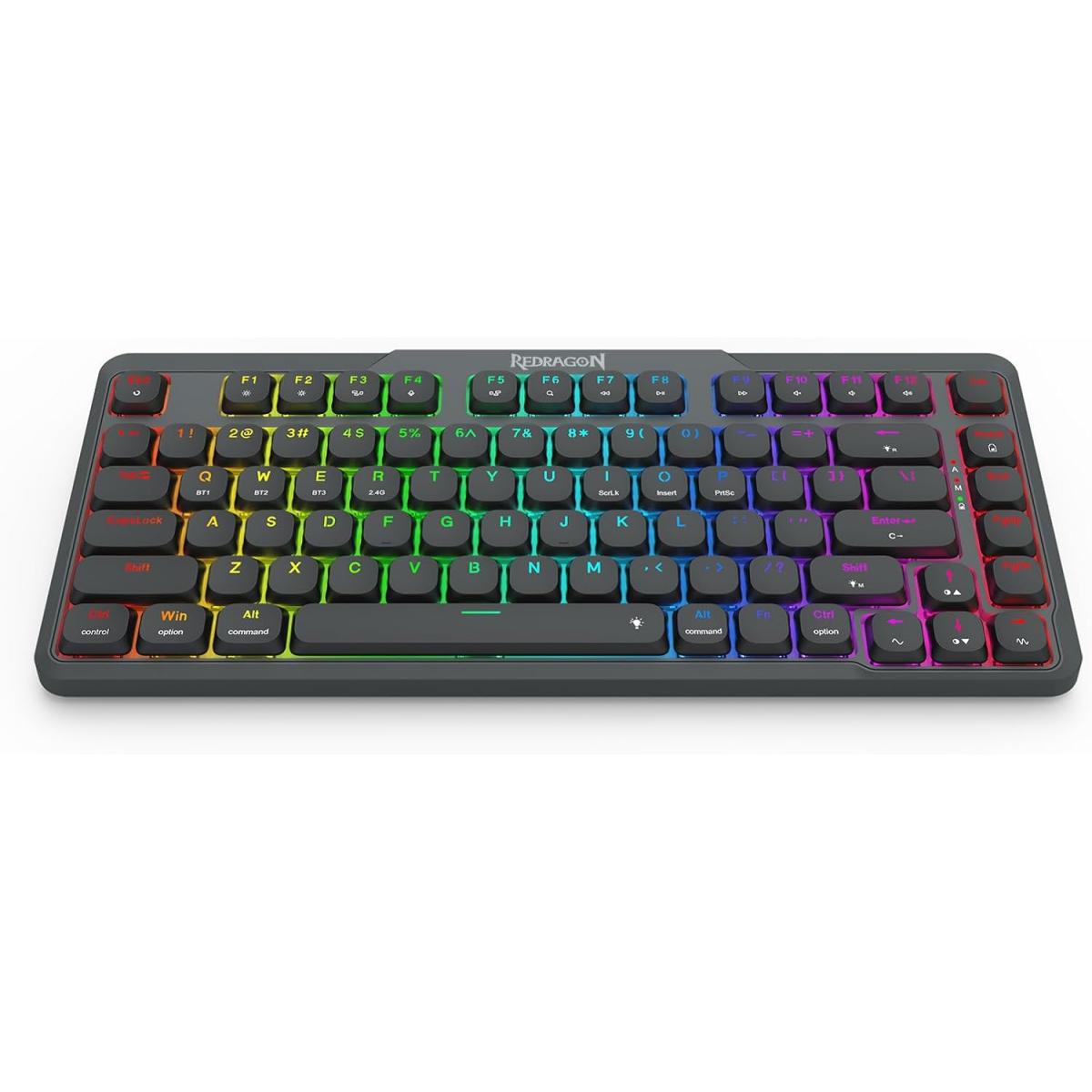 Redragon K706 Pro 75% Wireless Gasket Rgb Gaming Keyboard, 3 Modes 82 Keys Compa Mechanical Keyboard W/ultra Slim Board, And Dual Win/mac System Low Profile Linear Red Switch - CompuMe