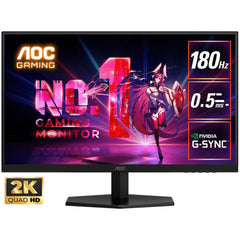 Aoc Q27g40e Gaming 27" Fast Ips 2k Qhd 180hz 0.5ms Hdr10 Srgb 127% Flicker Free Six Game Modes G Sync Compatible W/ Hdmi 2.0 & Displayport