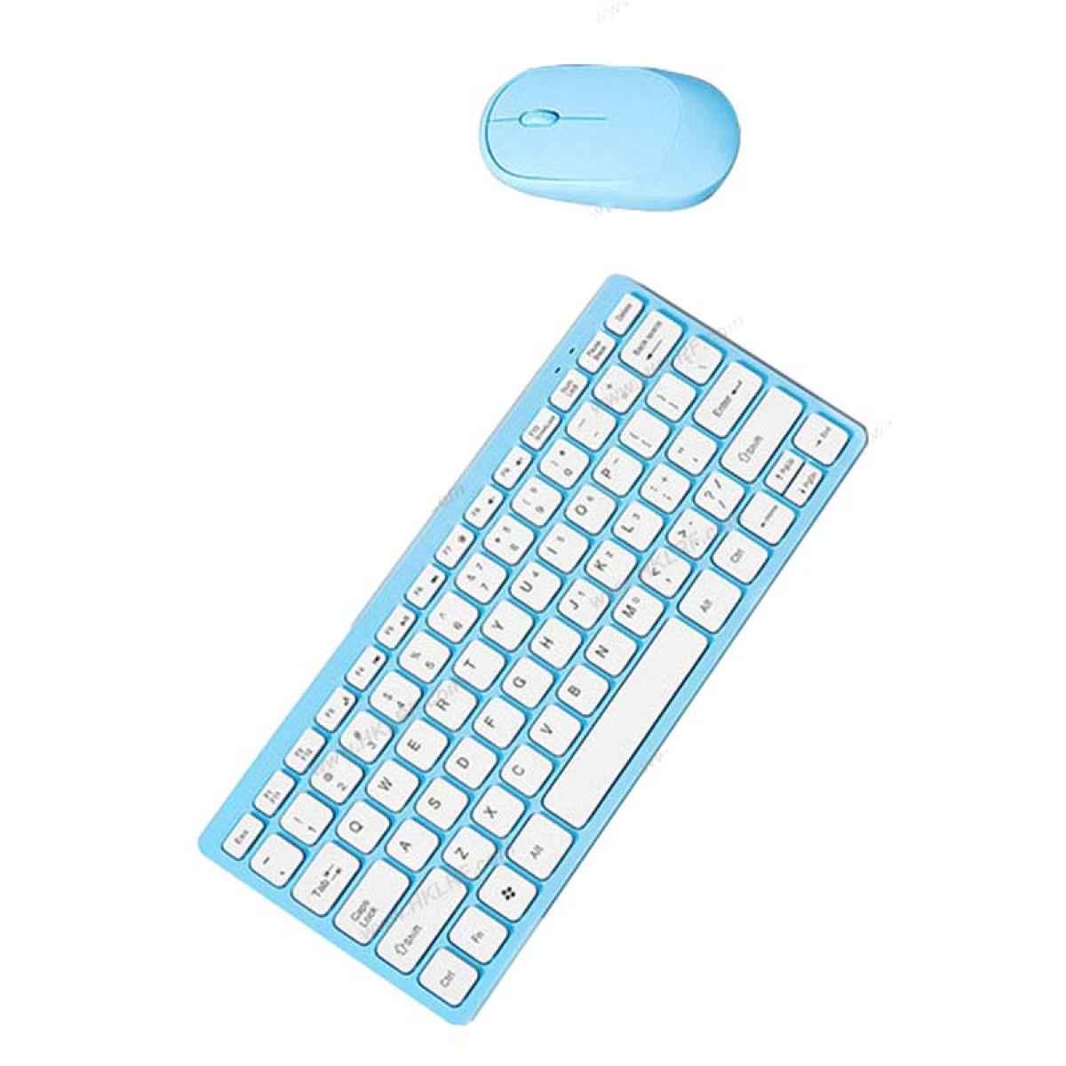KB-KW901 Wireless Mini Chocolate Keyboard & Mouse Combo -Blue & White