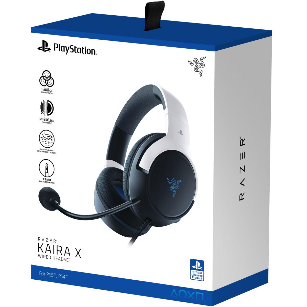 Razer Kaira X Wired Gaming Headset For Playstation, Triforce 50mm Drivers, Hyperclear Cardioid Mic, Flowknit Memory Foam Ear Cushions, Compatible With Pc, Mac, Switch, Black/white Razer Kaira X Wired Gaming Headset For Playstation, Triforce 50mm Drivers, Hyperclear Cardioid Mic, Flowknit Memory Foam Ear Cushions, Compatible With Pc, Mac, Switch, Black/white