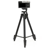 JMARY KP-2205 Aluminum Tripod (134CM), 4-Section Aluminum Legs, Universal Lightweight Tripod with Mobile Phone Holder Mount - Black