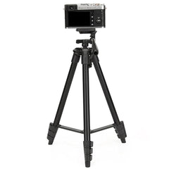 JMARY KP - 2205 Aluminum Tripod (134CM), 4 - Section Aluminum Legs, Universal Lightweight Tripod with Mobile Phone Holder Mount - Black