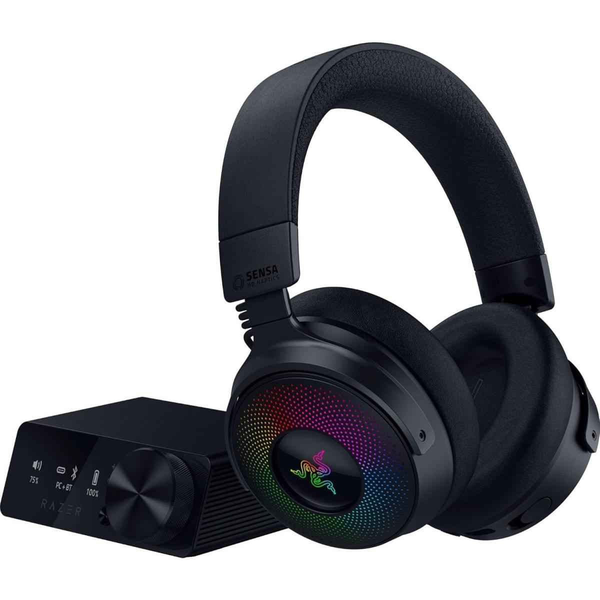 Razer Kraken V4 Pro Wireless Gaming Headset: Oled Control Hub Hd Haptics 2.4ghz Wireless Bluetooth Usb 3.5 Mm Super Wideband Mic For Pc, Mac, Ps5, Nintendo Switch, Steam Deck, Smartphone