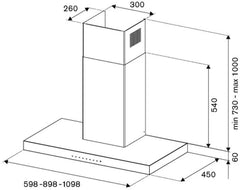 KT90P1XV Bertazzoni Hood, 90cm, Steel