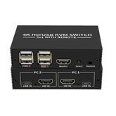 2-Port HDMI USB KVM Switch, 4K Plastic with Built in Cables