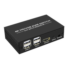 2-Port HDMI USB KVM Switch, 4K Plastic with Built in Cables