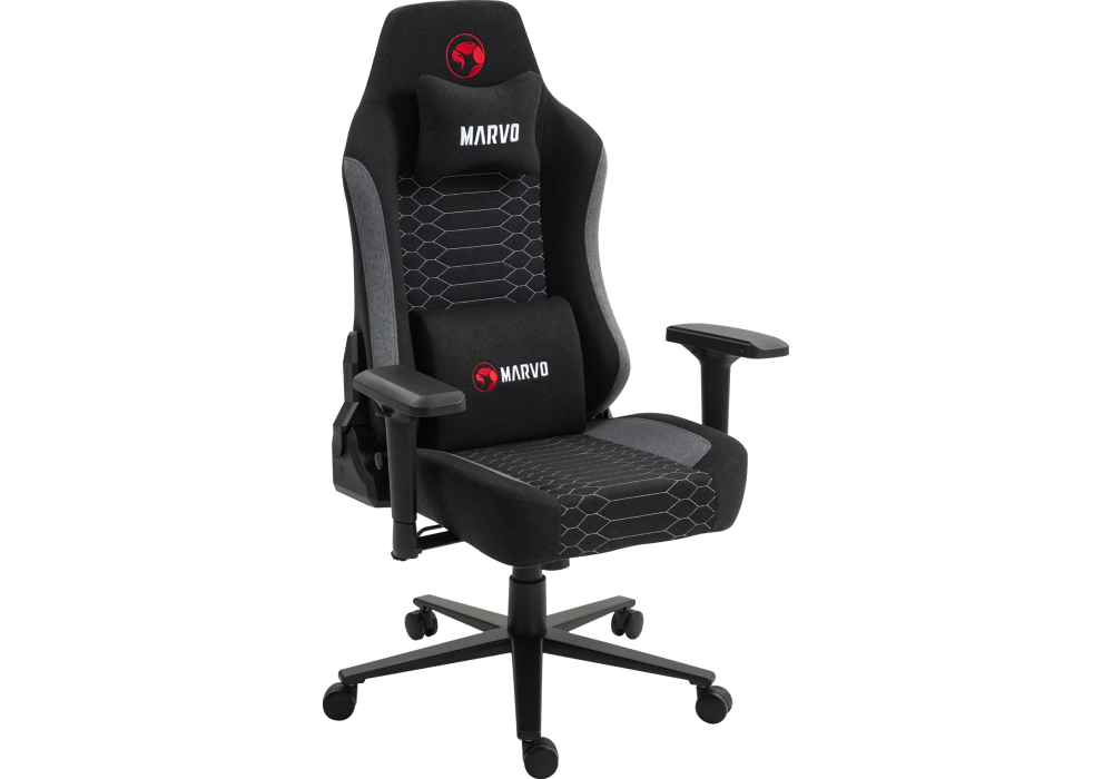 Marvo Kahn CH-178 - Ergonomic Gaming Chair, 4D Armrests, 180° Recline, Memory Foam Support, 150kg Capacity, Black & Grey