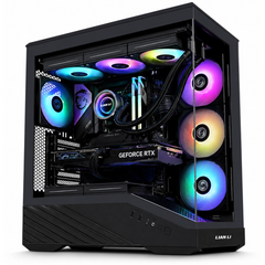 Lian-Li Vector V100R Mid-Tower Computer Case, 4x 120mm Pre-Installed Fan, Up to 360mm Radiator & 7x 120mm Fan Support, 4mm Tempered Glass, Steel & Plastic Materials, Black