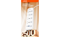 LDNIO SC4408C Overload Protector Electric Extension Socket Universal Plug Type Power Strip with 4 USB Ports Socket - White