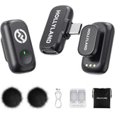 Hollyland Lark A1 Mini Wireless Microphone For Iphone 17/16/15 & Android, 48khz/24 Bit, 3 Level Intelligent Noise Cancel, Mini Mic For Youtube, Podcast, Vlogging (black, 2tx + Usb C Rx) Black