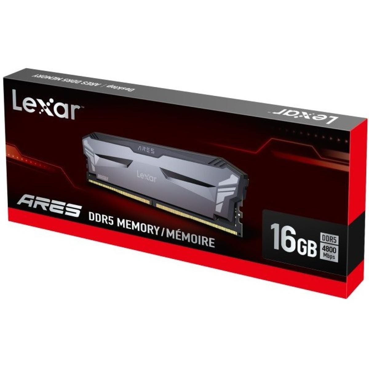 Lexar Ares Single 16GB DDR5 4800MT-s-CL40 Non RGB Desktop Memory -Grey- - LD5DU016G-R4800GS2A -