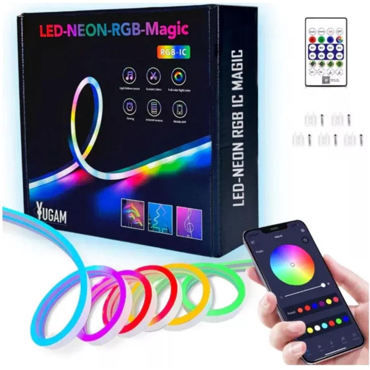 LED Neon RGB Magic Strip (5m), USB Power, Bluetooth Mobile APP, Remote Control, Full ARGB Colors (MR Star App) | LED Neon RGB Magic Strip | - CompuMe