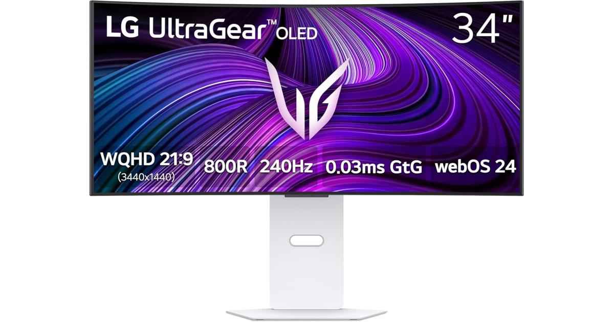 LG UltraGear 34GX90SA-W – 34” WQHD Curved OLED (240Hz) White- Gaming Monitor