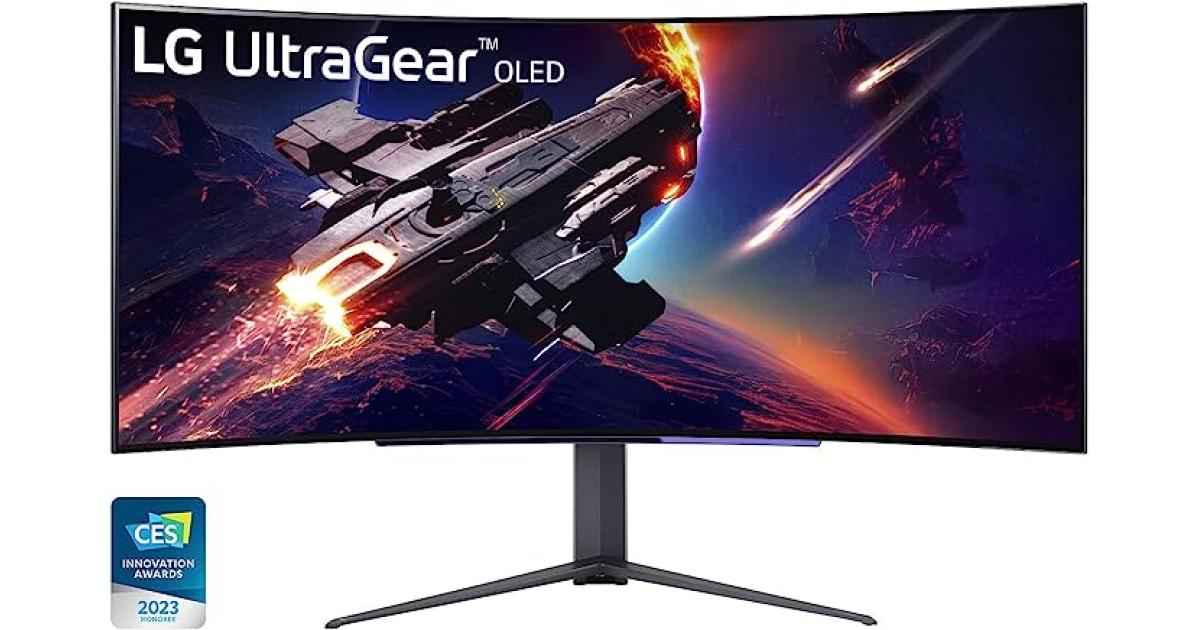 LG 45GR95QE-B Ultragear™ OLED Curved Gaming Monitor WQHD with 240Hz Refresh Rate 0.03ms Response Time