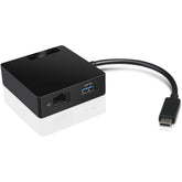 Lenovo Usb C 4 In 1 Travel Hub Hdmi Full Hd Vga Usb 3.0 Rj45 Gigabit Ethernet Compatible With Thinkpad, Yoga & More Black