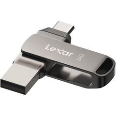 Lexar 64gb Jumpdrive Dual Drive D400 Usb 3.1 Type C And Type A Flash Drive For Storage Expansion And Backup, Up To 130mb/s Read, Metal Housing & Swivel Design, Titanium