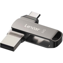 Lexar 64gb Jumpdrive Dual Drive D400 Usb 3.1 Type C And Type A Flash Drive For Storage Expansion And Backup, Up To 130mb/s Read, Metal Housing & Swivel Design, Titanium