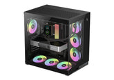 GameMax NEX C56 Black – Premium Panoramic ARGB Gaming Case, 12° Inclined Airflow, Dual‑Chamber, 7×ARGB Fans, Vertical GPU Support
