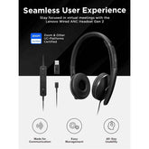 Lenovo Wired Anc Headset, Usb C And Usb A Conneivity, Zoom Certified, Aive Noise Cancellation, Hearing Proteion, 145g Lightweight Comfortable Design, Replaceable Earcups, Business Headset