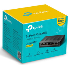 TP-Link LS1005G Litewave 5 Port Gigabit Ethernet Switch | Desktop Ethernet Splitter | Unshielded Network Switch | Plug & Play | Fanless Quiet | Unmanaged - Black