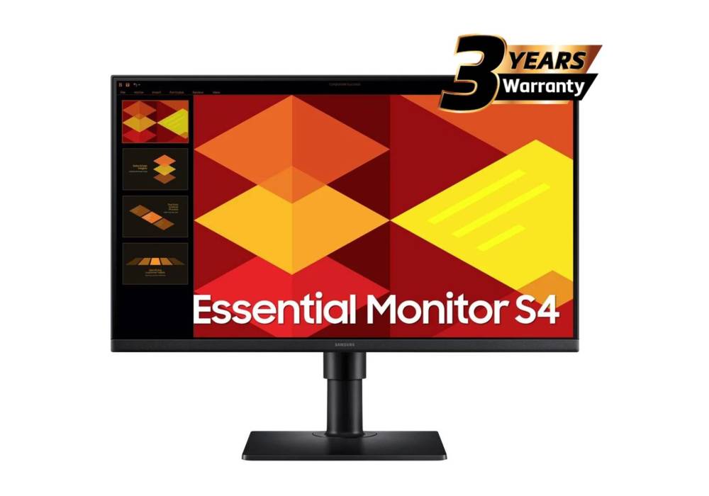 Samsung S4 Essential (D402) 24" Full-HD, IPS Flat Monitor, 100Hz, 5MS (GTG) w/ Ergonomic Stand, Super Slim Design, Eye-Care Mode & Flicker Free