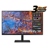 Samsung S8 (B800) 27" 4K UHD IPS USB TYPE-C Flat Business Monitor, 60Hz, 5MS,10 Bit, HDR400, Ethernet, Adjustable, Bezel-Less Display w/ DCI-P3 98% Pro Color | LS27B800PXMXUE |