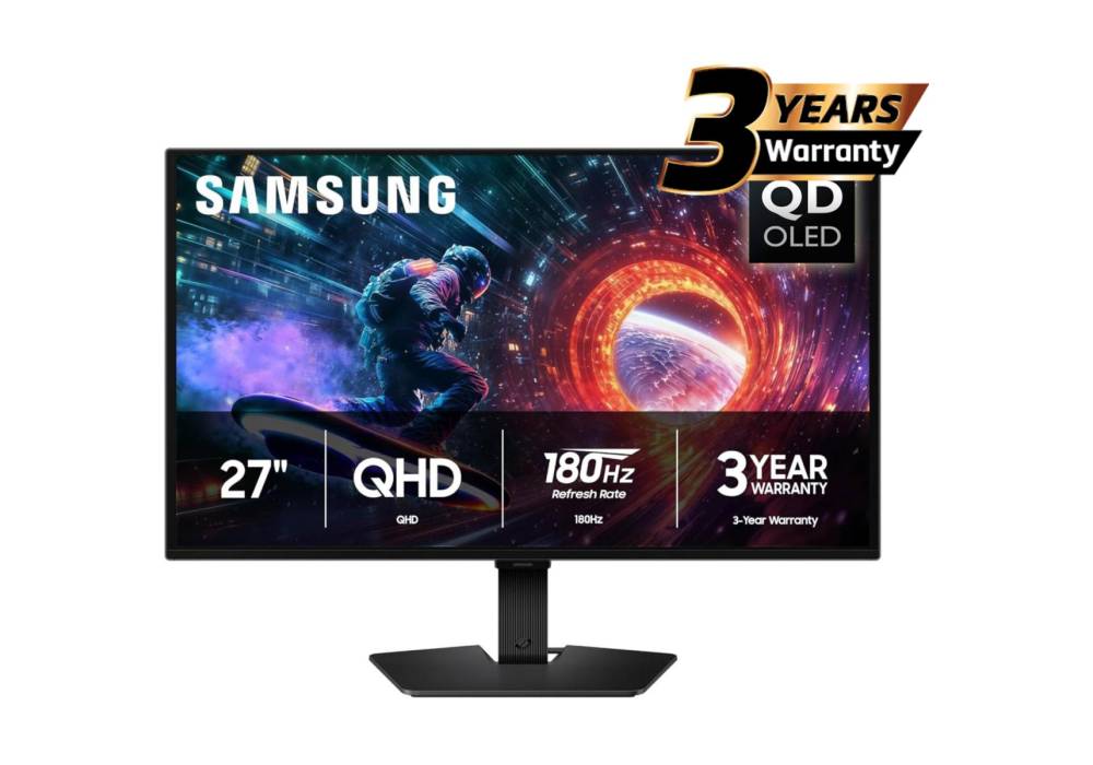 Samsung Odyssey OLED G5 (FG502S) 27" Flat Monitor 2K (2560 x 1440) 180Hz, 0.03ms(GTG), Quantum Dot, HDR10, 99% DCI Coverage, 10Bit, HDMI 2.0, G-Sync Compatible