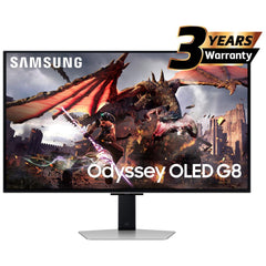 Samsung Odyssey OLED G8 Smart (DG802) 32" Flat Monitor 4K (3840 x 2160) 240Hz, 0.03ms(GTG), QD-OLED, HDR10+, 99% DCI Coverage, HDMI 2.1, Core Sync, G-Sync compatibility w/ Sleek Metal Design, Ergonomic Stand & Speaker | LS32DG802SMXUE | OS | Jor - CompuMe