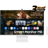 Samsung M8 2025 (FM801) Smart AI 32" 4K UHD, Tizen™ OS Flat Business Monitor, VA, 60Hz, 4ms(GTG), HDR10+, 99% sRGB, 10Bit Samsung Vision AI, USB Type-C w/ Cam, Adaptive Sound Pro Speakers & Ergonomic Stand - White | LS32FM801UMXUE |