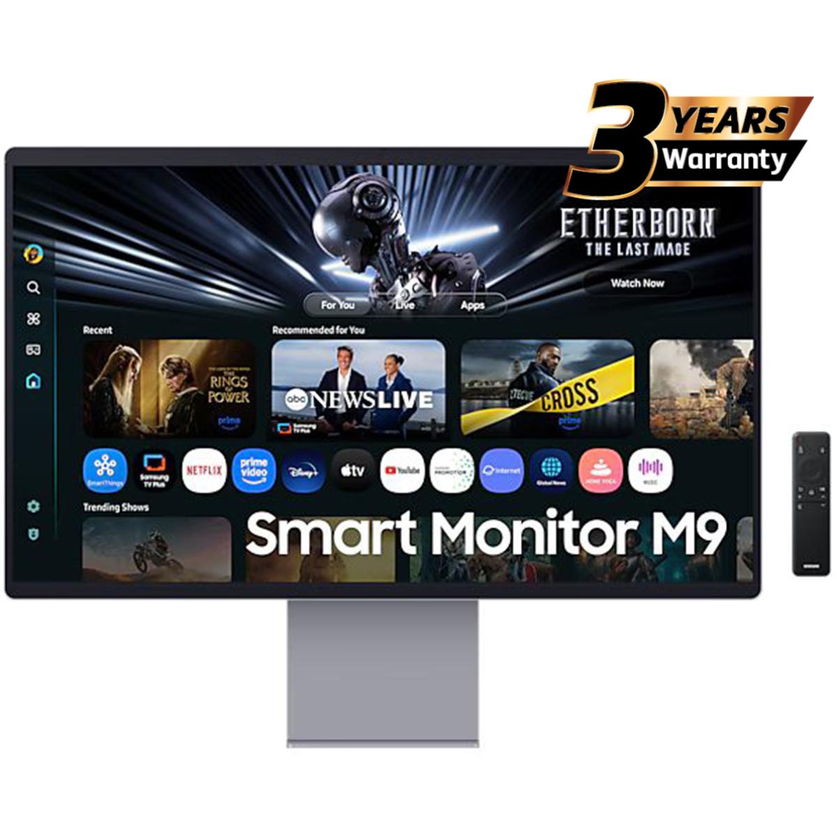 Samsung M9 (M902) Smart AI 32" OLED 4K Flat Monitor, QD-OLED, 165Hz, 0.03ms(GTG), HDR10+, 100% sRGB, Vision AI w/ Metal Slim Design, 4K Camera, USB Type-C, Ergonomics & Adaptive Sound Pro Speakers (Eclipse Silver) | LS32FM902SMXUE |