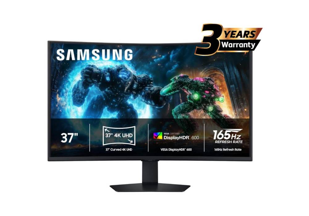 Samsung Odyssey G7 (FG750) 37" Curved Monitor VA 4K UHD (3840 x 2160) 165Hz 1ms(GTG), 10Bit, HDR10+, 99% sRGB, HDMI 2.1, FreeSync Premium Pro w/ New Design, Core Sync, Ergonomic Stand
