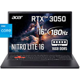 Acer Nitro Lite 16 (2025) NL16-71G-56UX 13Gen Intel Core i5 10-Cores w/ DDR5 Memory & Nvidia RTX 3050 6GB & 180 Hz Display - Black