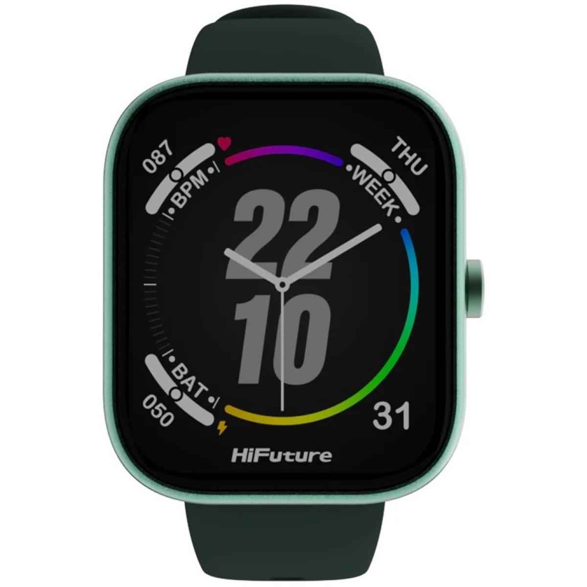 Hifuture Lume Smartwatch 1.85" Ips Display, Dual Core Processor, 100+ Sports Modes, Built In Wireless Calling, 24/7 Health Monitoring (heart Rate, Spo2, Sleep), Ultra Light Weight Sleek Design, Dark Green