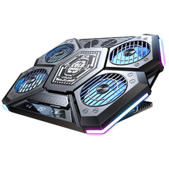 RTAKO LZ-D12 Gaming Laptop Cooler Foldable Adjustable Notebook Stand Heat Dissipation Holder for 12-18'' Cooling Pad W/ RGB Light - Black