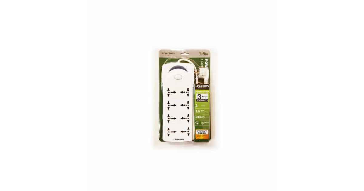 LINKCOMN EU 1.5M 8 Sockets Power Strip