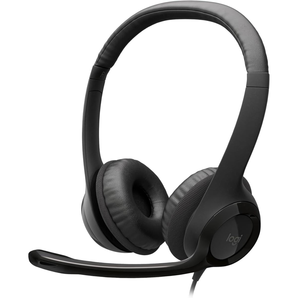 Logitech H390 Wired USB Black Headset, Stereo Headphones with Leatherette Earcups Noise-Cancelling Mic, In-Line Controls For PC/Mac/Laptop | H390 USB Headset | - CompuMe Logitech H390 Wired USB Black Headset, Stereo Headphones with Leatherette Earcups Noise-Cancelling Mic, In-Line Controls For PC/Mac/Laptop | H390 USB Headset | - CompuMe