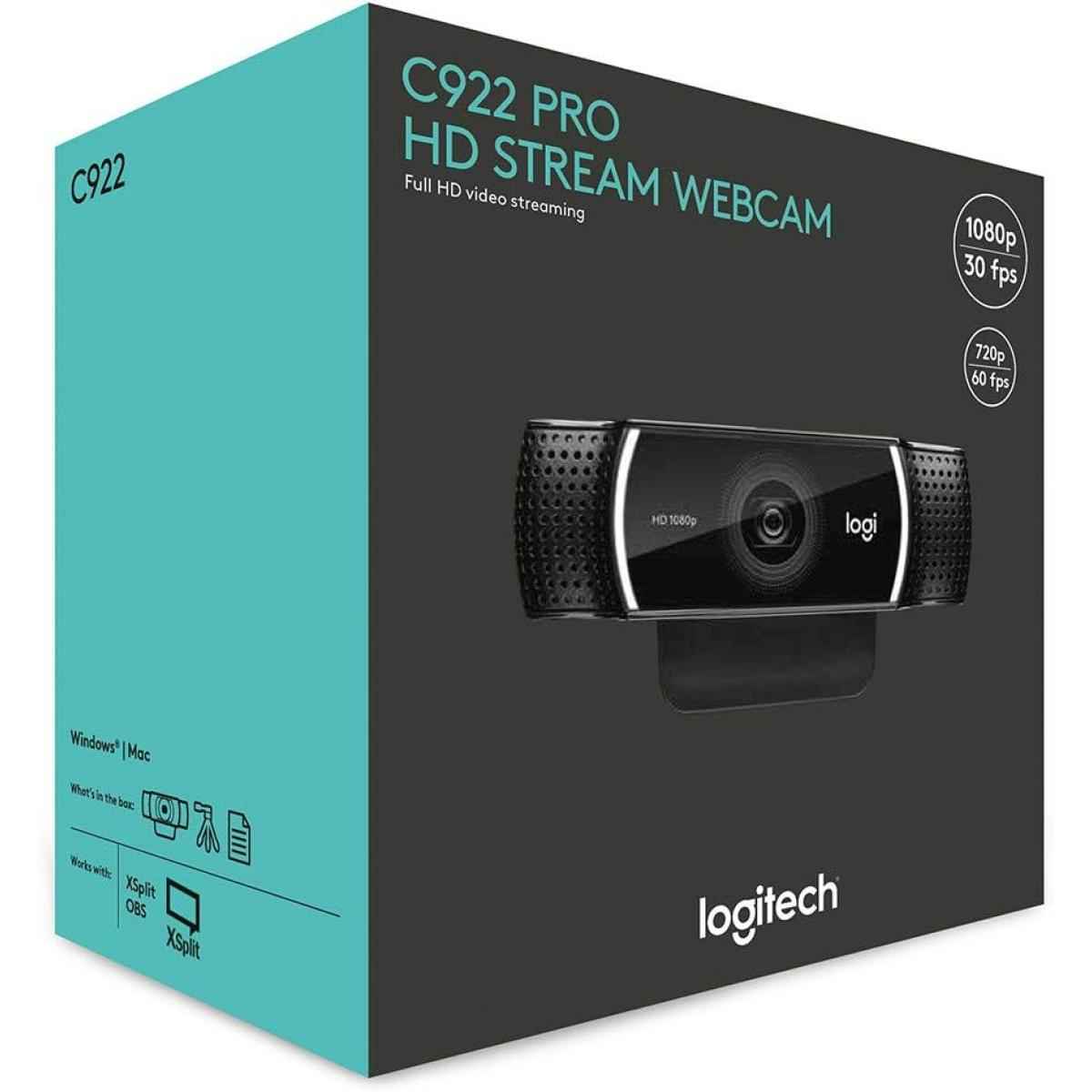 Logitech C922 Pro HD Stream Webcam, 1080p@30FPS, 720p@60FPS Camera for Streaming & Gaming Sessions, Comes w/ Tripod | C922 PRO |