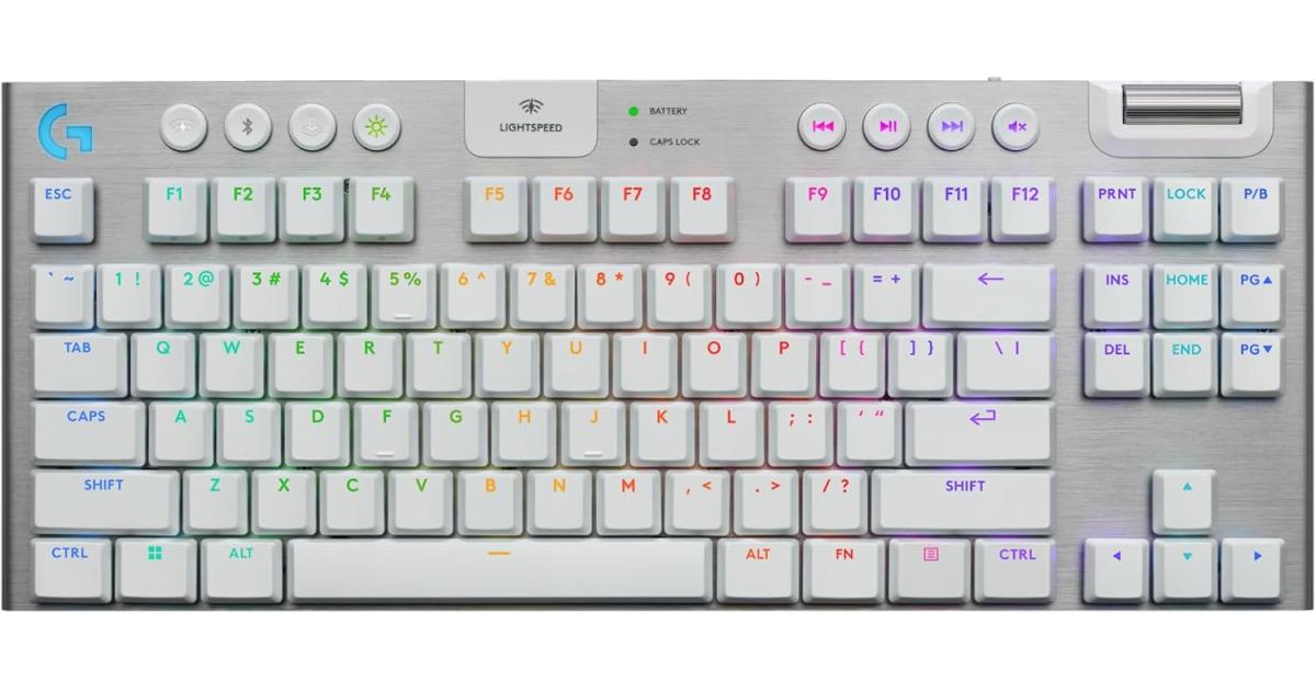 Logitech G915 X LIGHTSPEED TKL Wireless Gaming Keyboard - White with RGB with mechanical