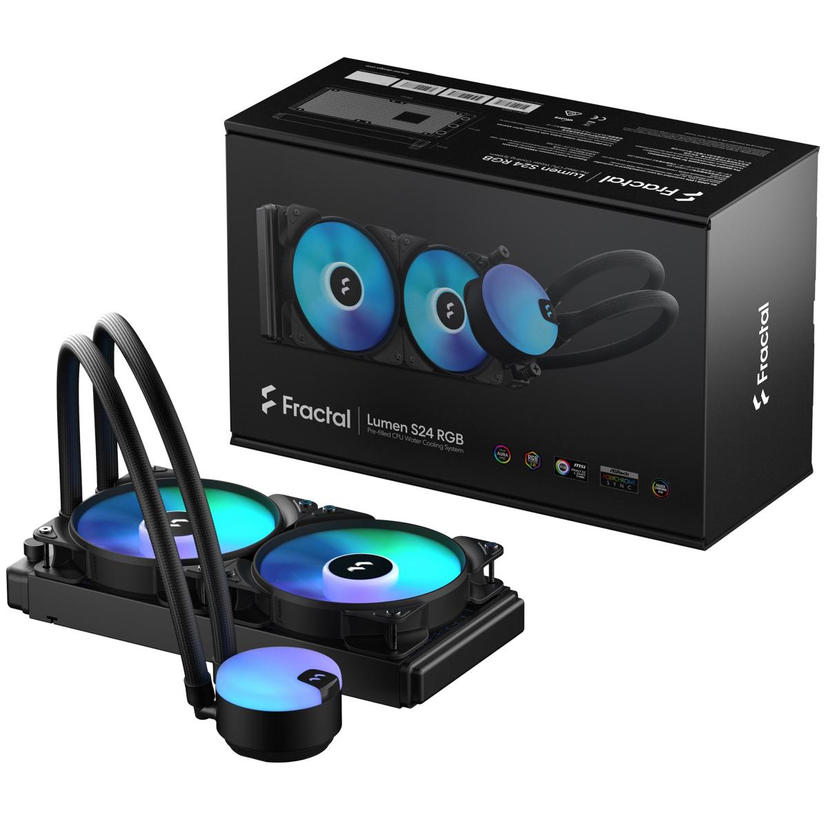 Fractal Design Lumen S24 RGB V2 240mm Low Noise Operation CPU Liquid Cooler w/ Powerful Pump Up To 4000RPM & 2x Aspect 120mm RGB fans | FD-W-L1-S2412 | - CompuMe