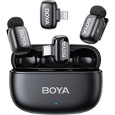 Boya Mini 2 01 (type C & Lightning) Wireless Microphone For Iphone & Android, Ai Noise Cancellation,app Control, 48k Hz/24 Bit, 30h Battery Life With Charging Case,lapel Microphone Wireless For Video Recording Vlog Streaming , Black