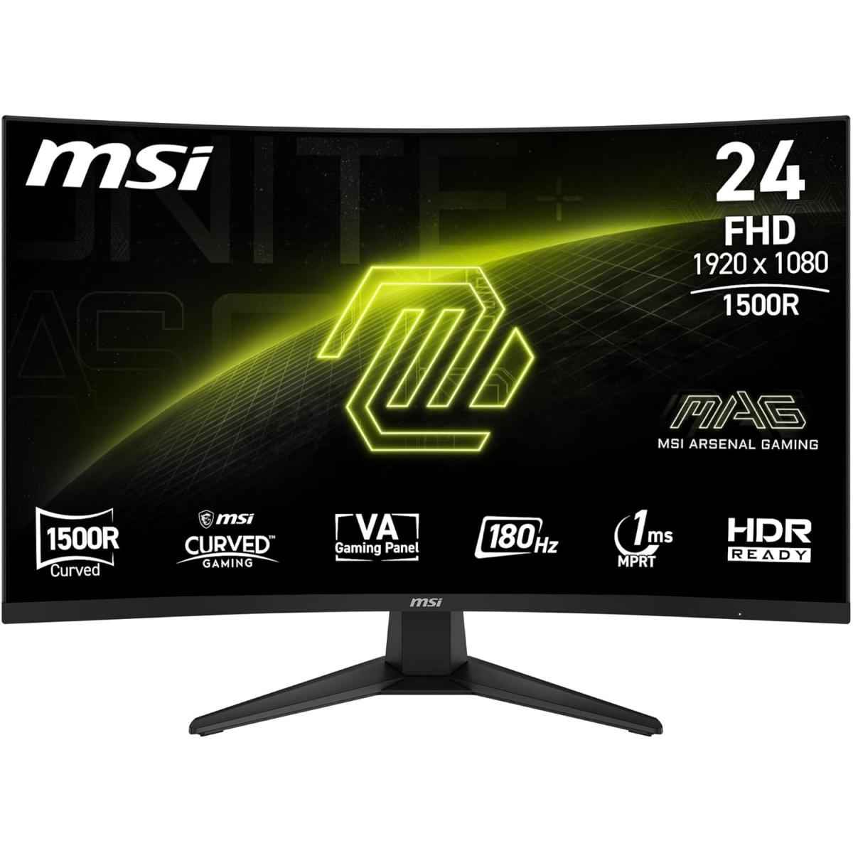 Msi Mag 244c 24" Curved 1500r Full Hd 180hz 1ms Hdr Ready Amd Freesync Frameless Night Vision W/ Anti Flicker & Less Blue Light Black