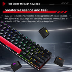Machenike K500-M61 Wired Magnetic Switch Keyboard – RGB, 8000Hz, Rapid Trigger, Black Pink