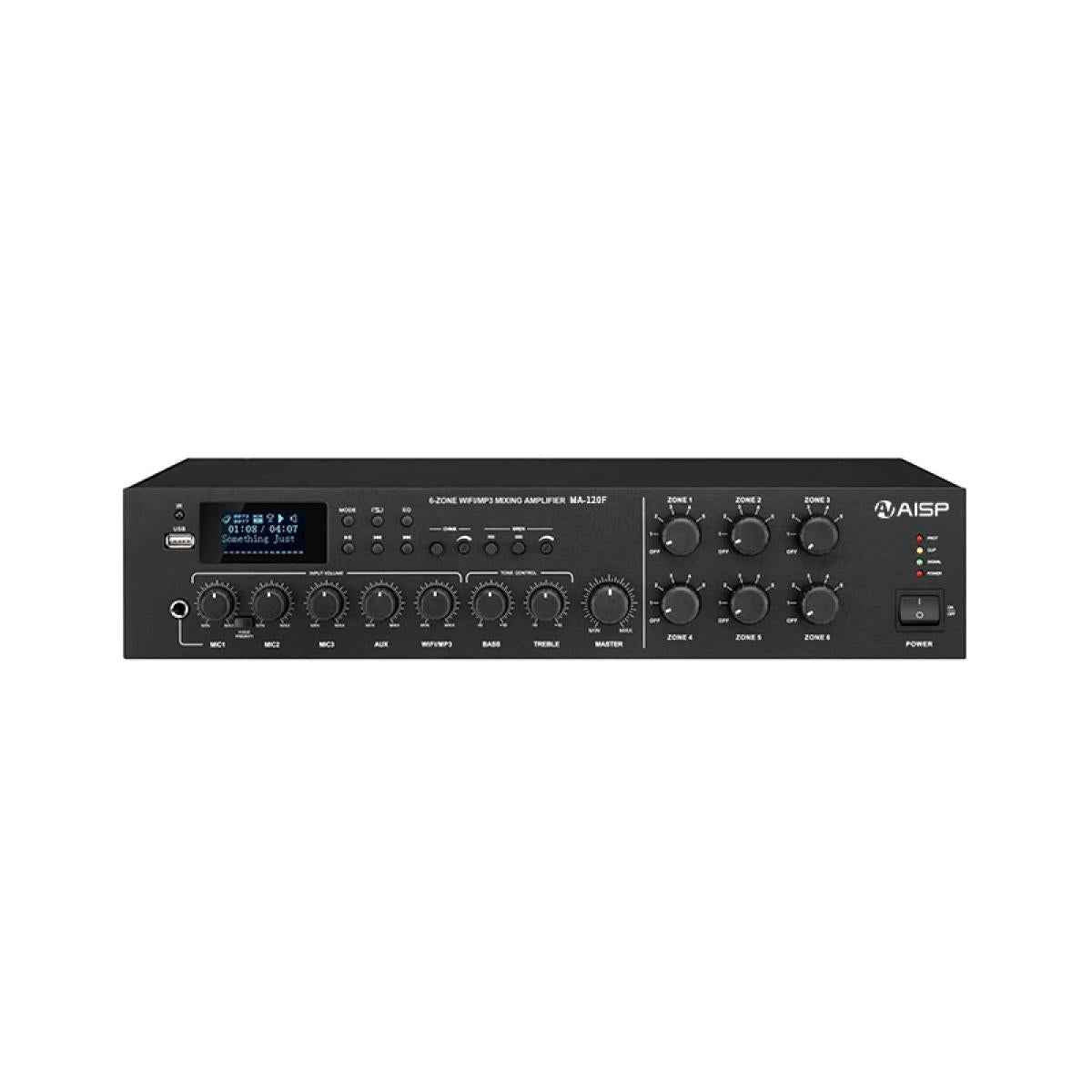 AISP MA-120F WiFi 6 Zones Amplifier with USB/FM/AUX/Phantom Power 120W